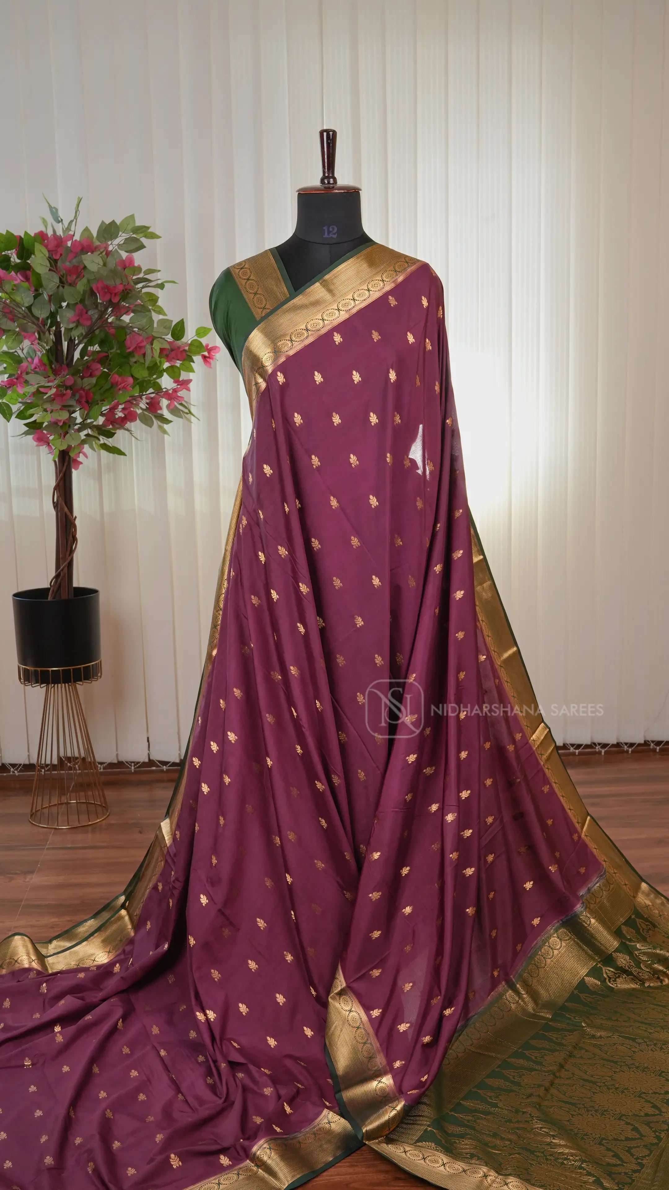 Semi Mysore Crepe Silk Saree With Rich Pallu Concept