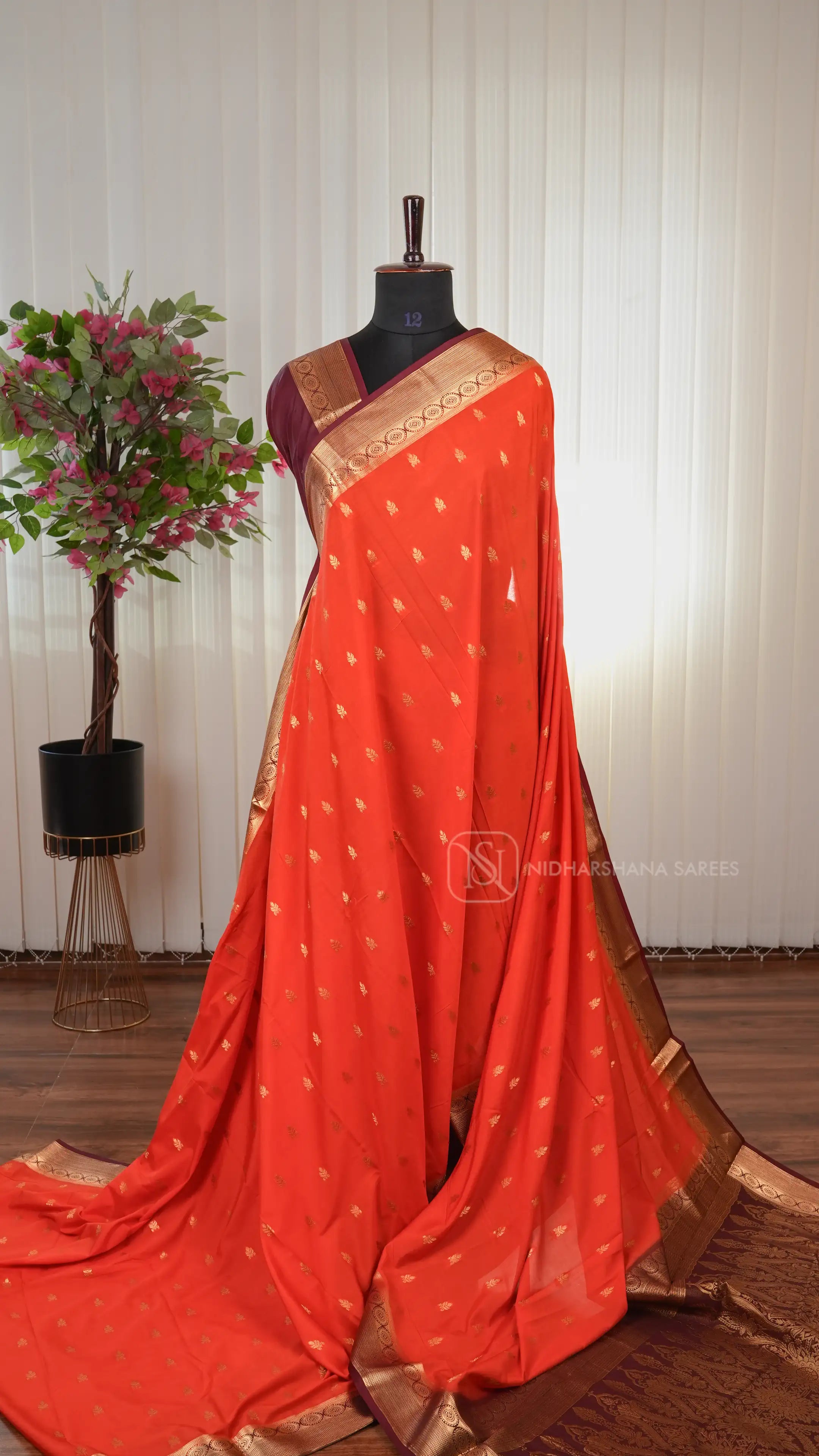 Semi Mysore Crepe Silk Saree With Rich Pallu Concept