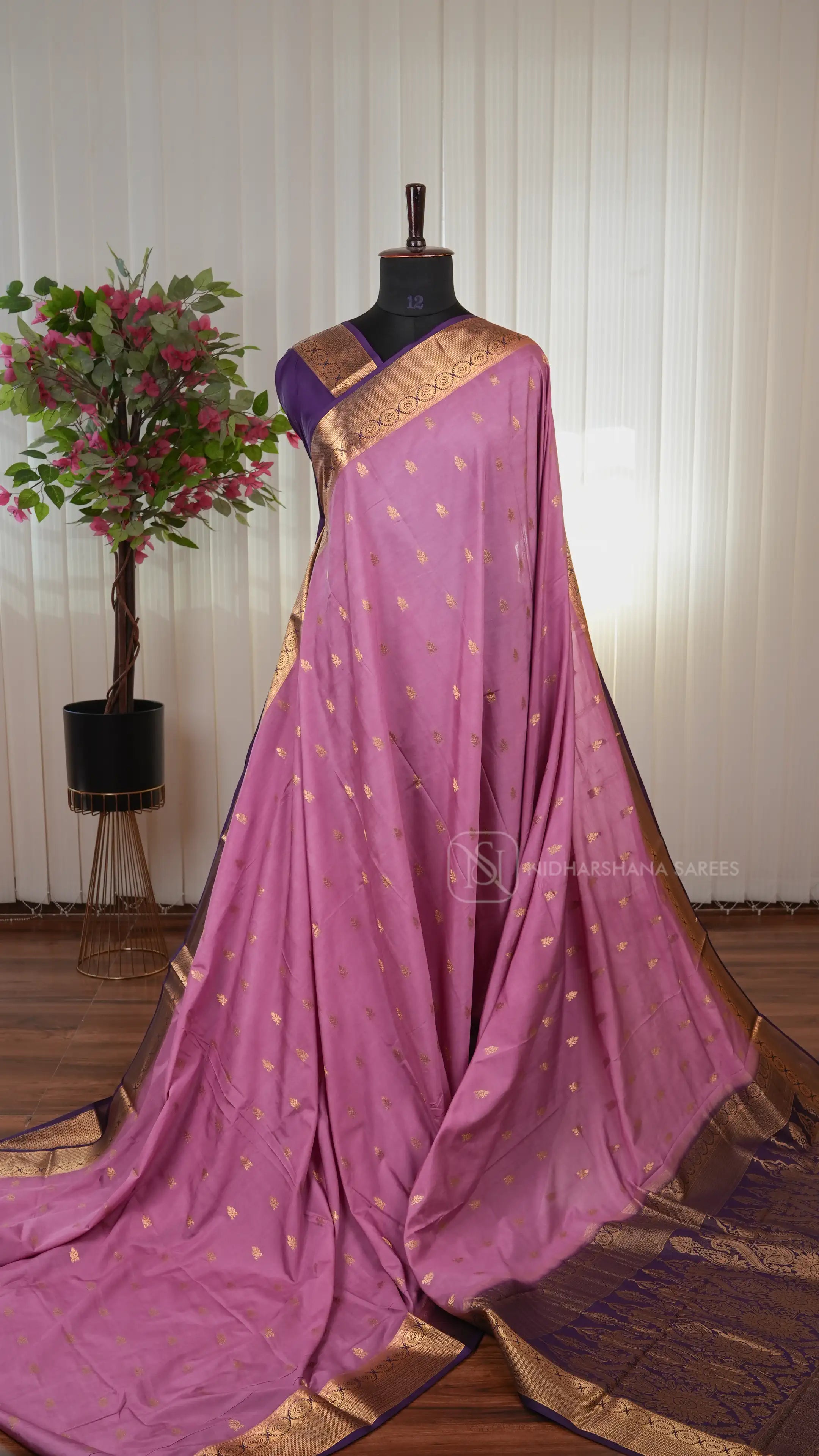 Semi Mysore Crepe Silk Saree With Rich Pallu Concept