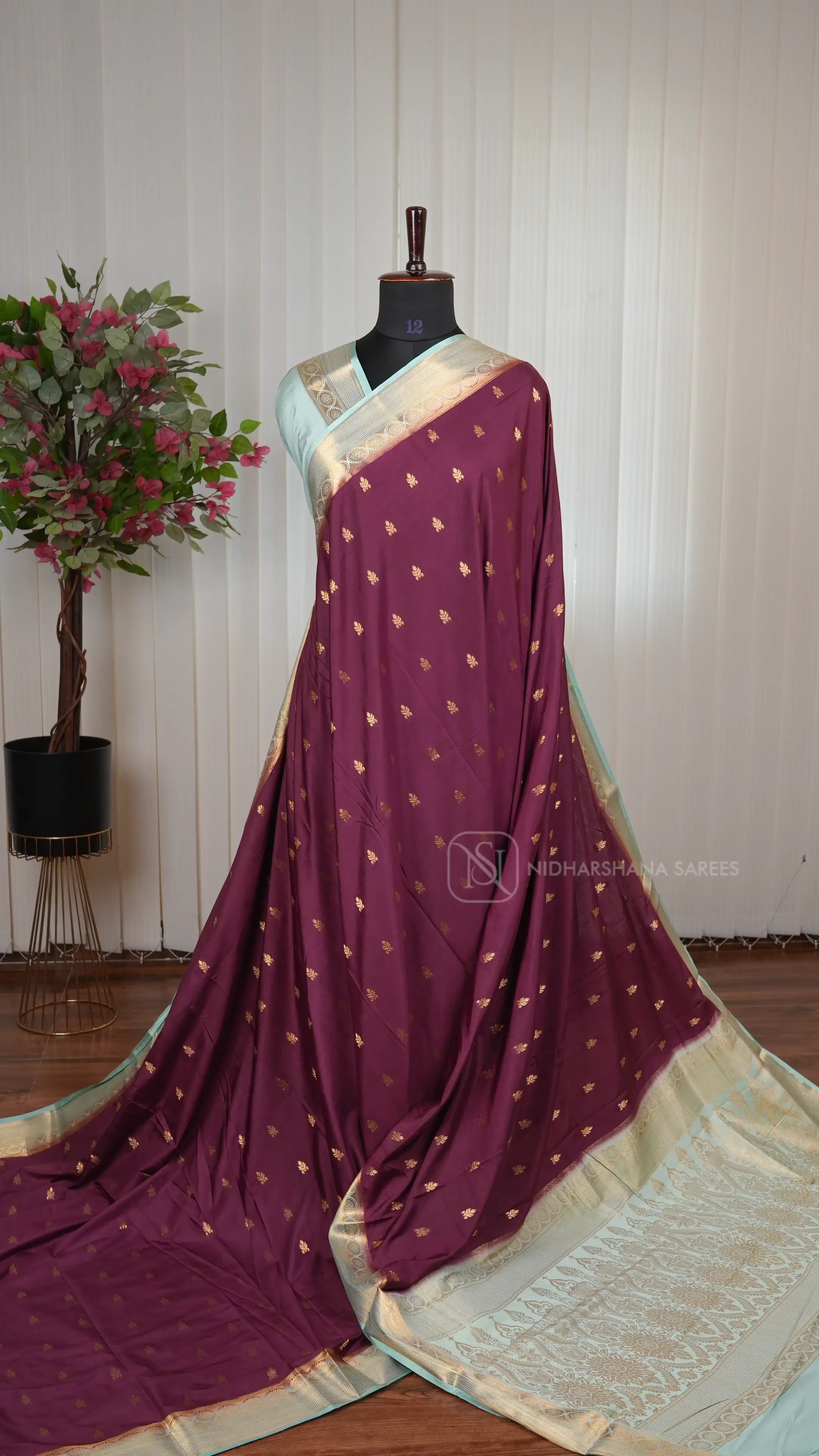 Semi Mysore Crepe Silk Saree With Rich Pallu Concept