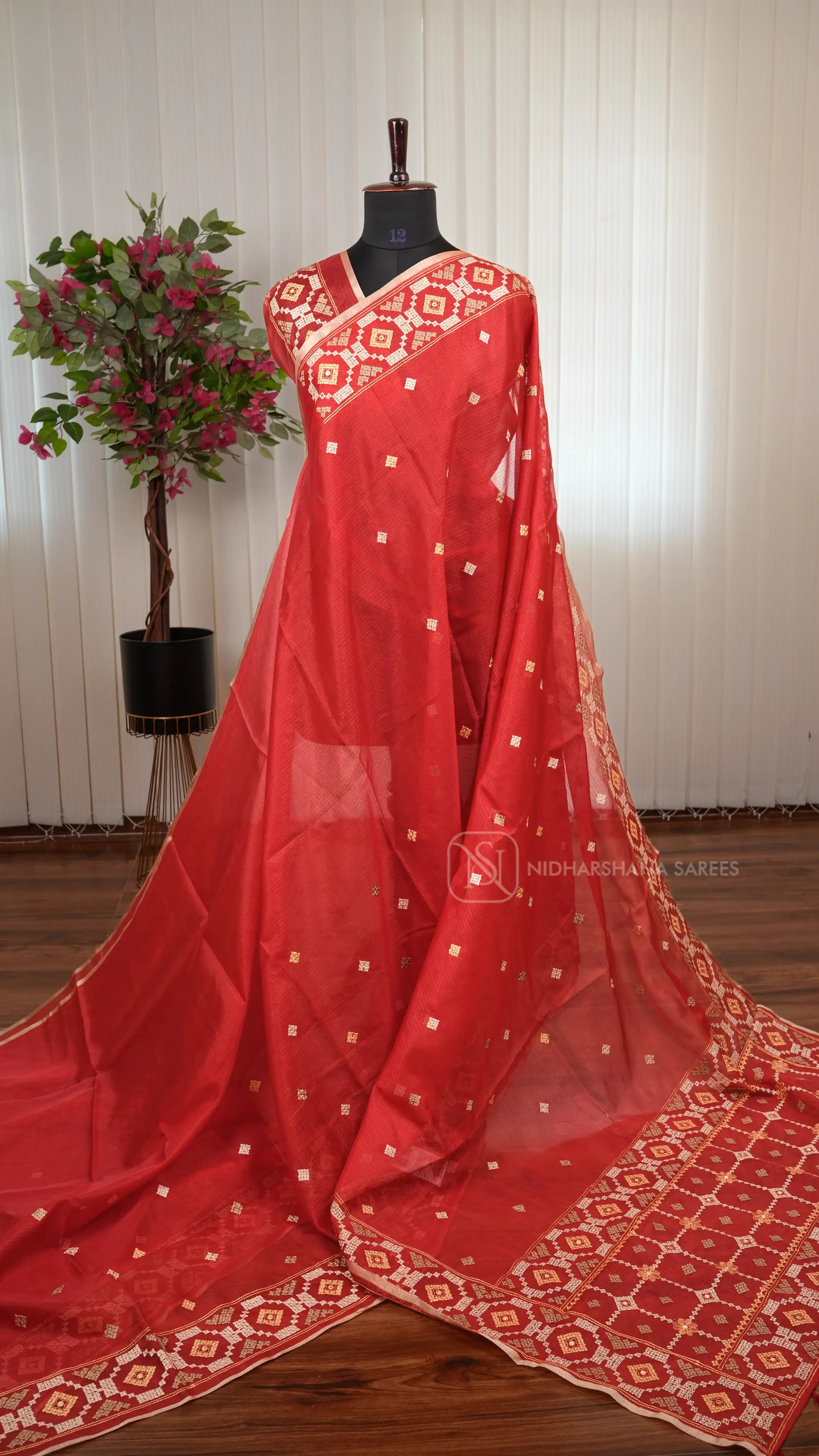 Kota Cotton Saree With Elegant Embroidery Work And Beautiful Detailing