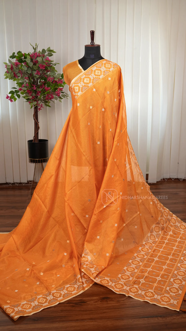 Kota Cotton Saree With Elegant Embroidery Work And Beautiful Detailing