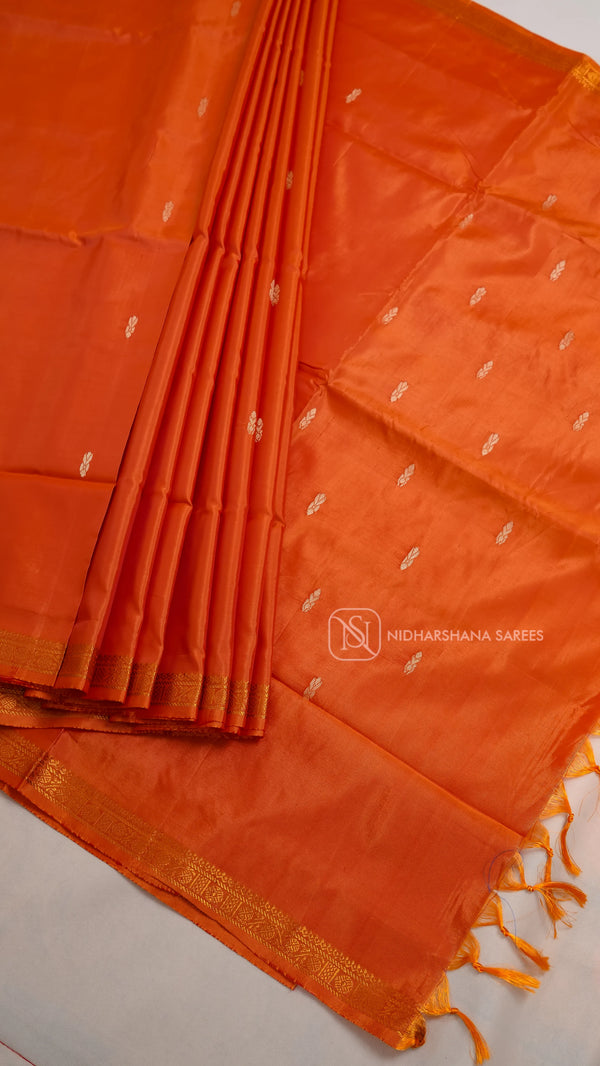 Handloom Banana Pith Saree With Dual Shade Concept And Contrast Pallu