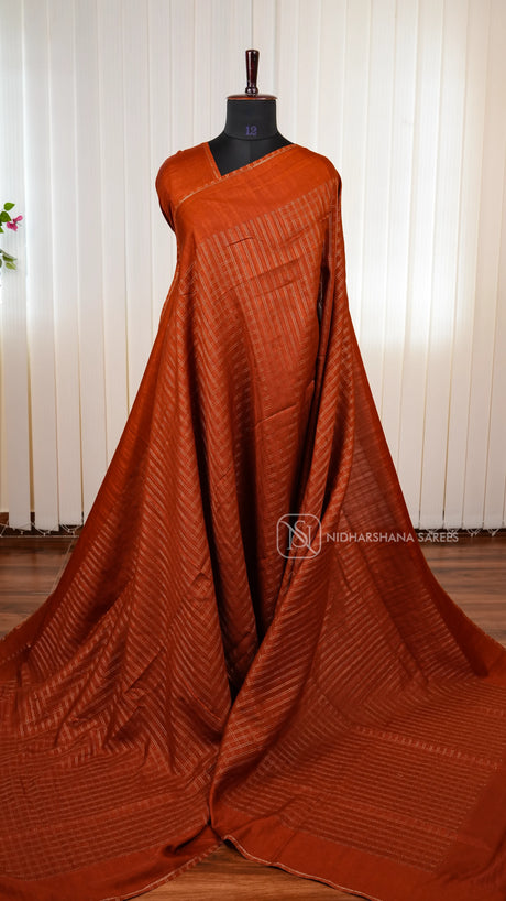 Semi Raw Silk Saree With Traditional Zari Checks Concept