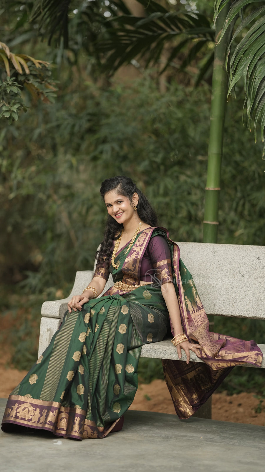 Semi Kanchipuram Silk Saree With Muhurath Concept Zari Border