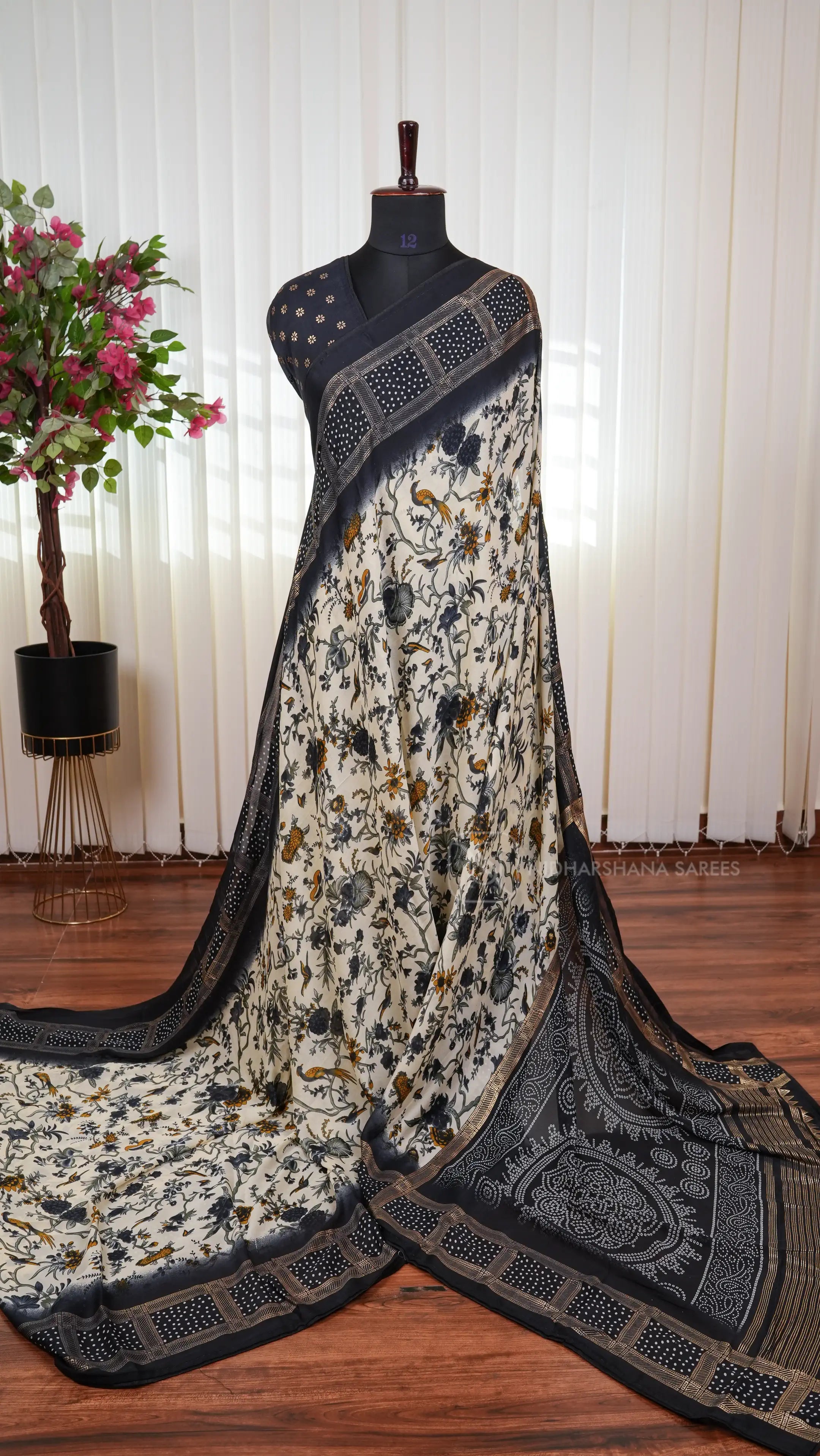 Semi Georgette Saree With Elegant Floral Print Design And Graceful Designer Look