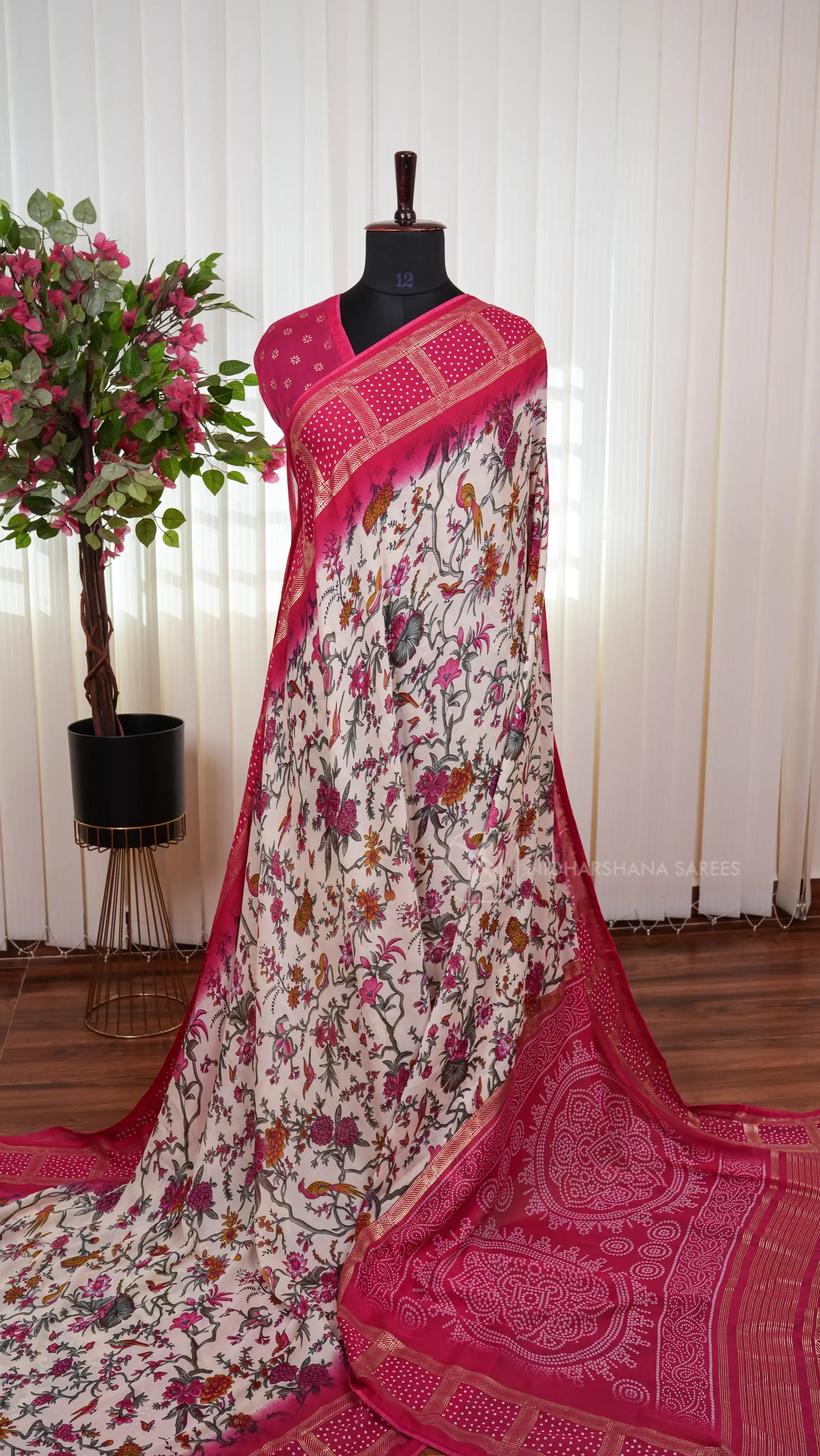 Semi Georgette Saree With Elegant Floral Print Design And Graceful Designer Look