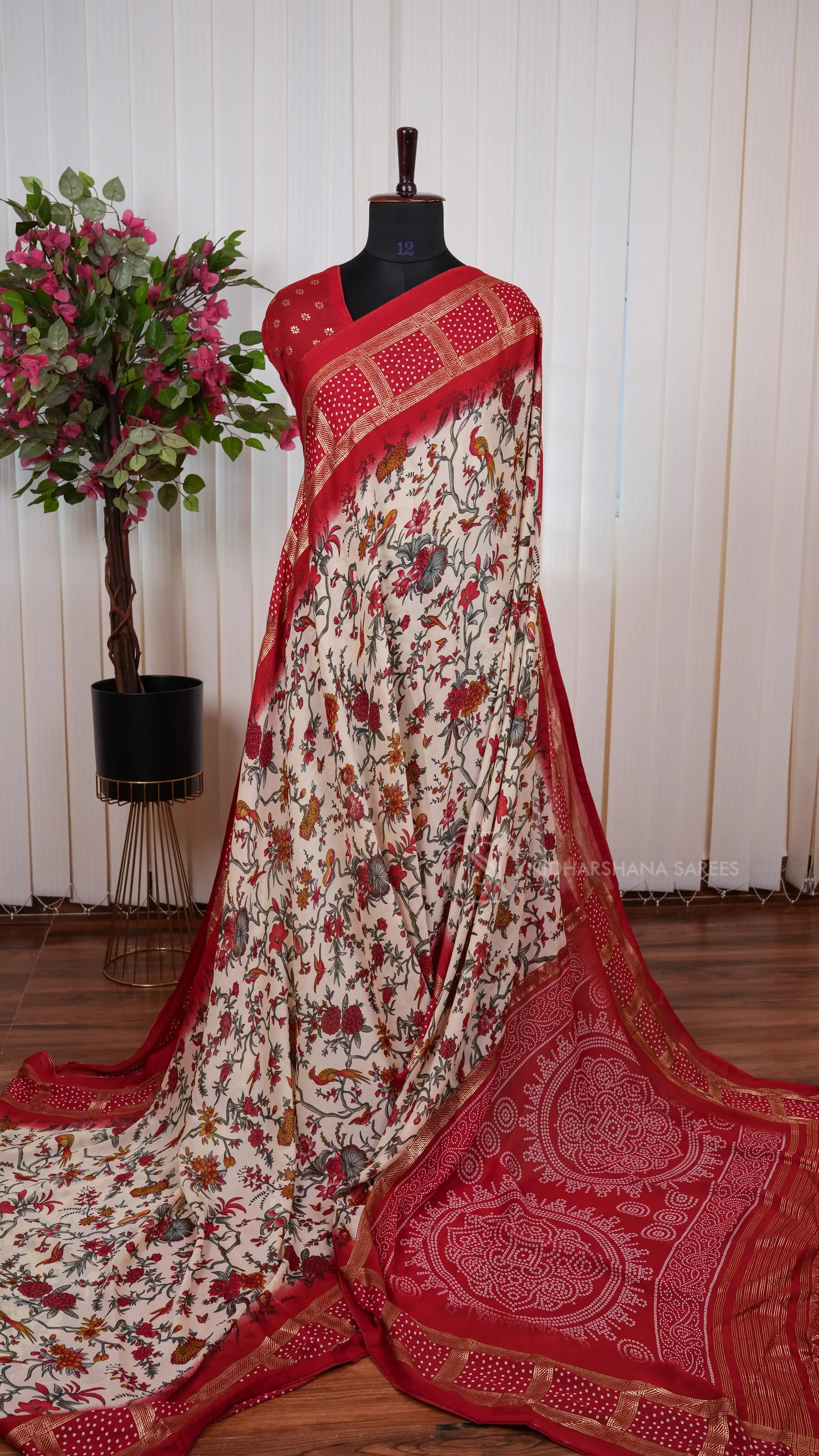 Semi Georgette Saree With Elegant Floral Print Design And Graceful Designer Look