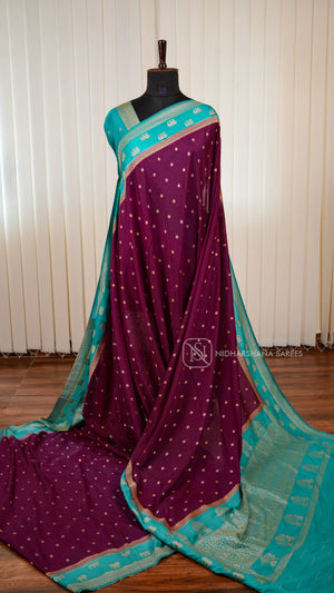 Semi Georgette Saree With Elegant Zari Butta Motifs And Classic Ethnic Border
