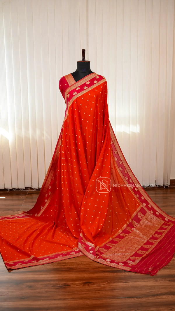 Semi Georgette Saree With Elegant Zari Butta Motifs And Classic Ethnic Border