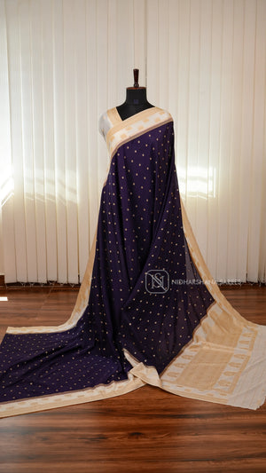 Semi Georgette Saree With Elegant Zari Butta Motifs And Classic Ethnic Border