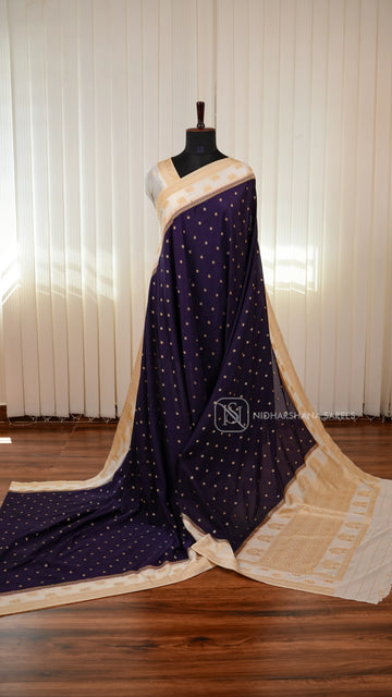 Semi Georgette Saree With Elegant Zari Butta Motifs And Classic Ethnic Border