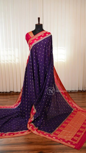 Semi Georgette Saree With Elegant Zari Butta Motifs And Classic Ethnic Border