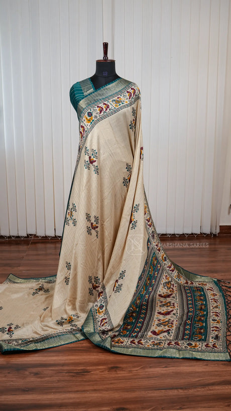 Spun Cotton With Zari Lines And Pochampalli Concept