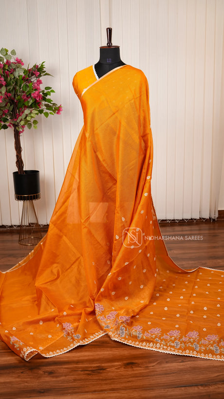 Semi Kota Saree With Dual Shade And Embroidery Concept And Cross Stitching Border