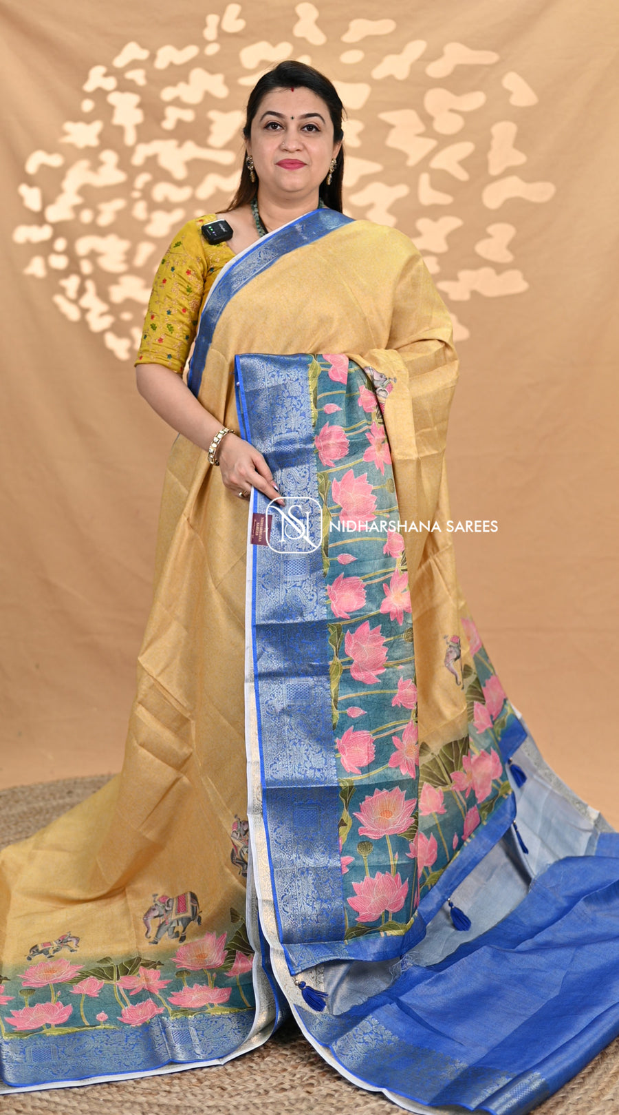 Tissue Saree With Pichwai Print
