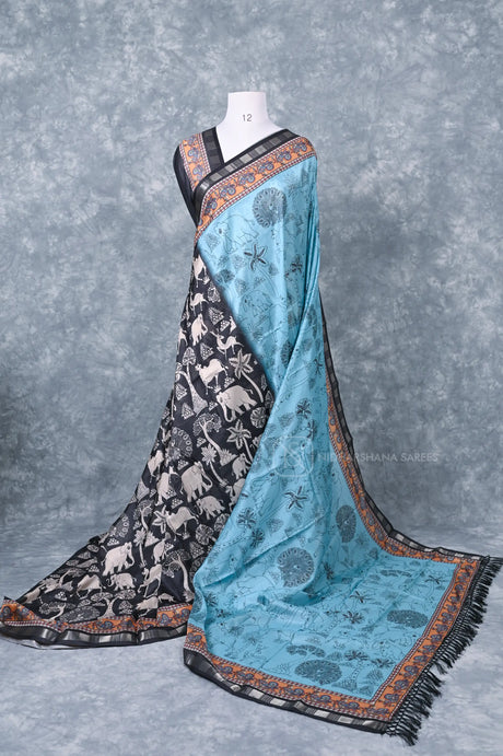 Semi Tussar Silk Saree With Printed Concept