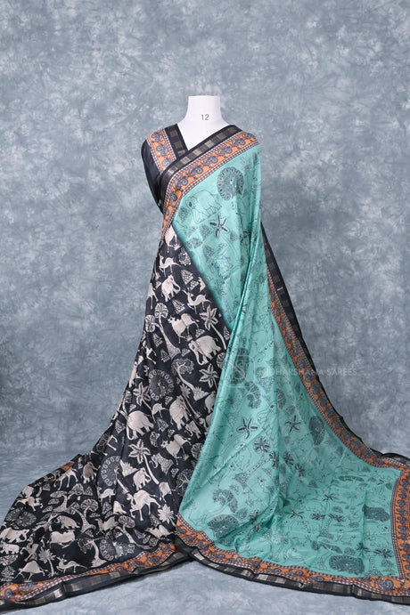 Semi Tussar Silk Saree With Printed Concept