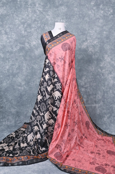 Semi Tussar Silk Saree With Printed Concept