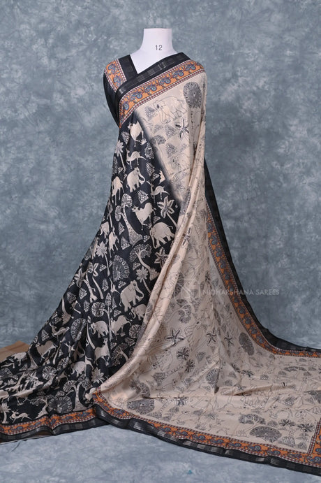 Semi Tussar Silk Saree With Printed Concept