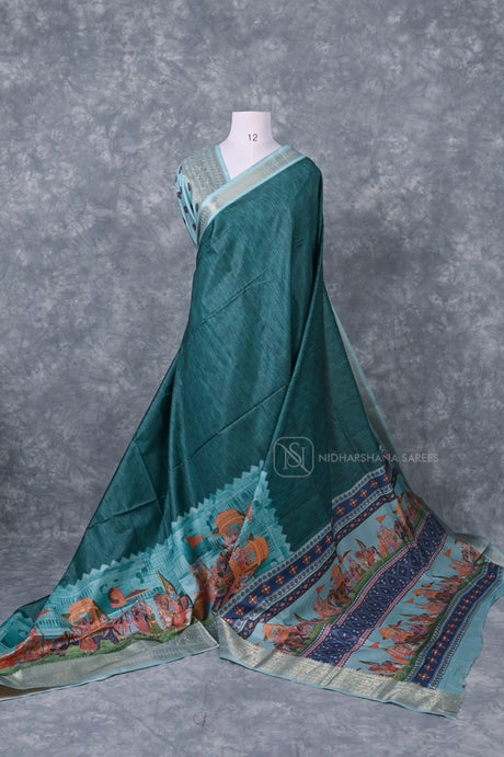Semi Tussar Saree with Traditiona Motif Print
