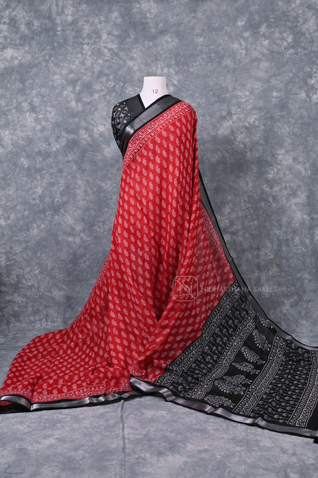 Linen Cotton With Digital Print And Contrast Border