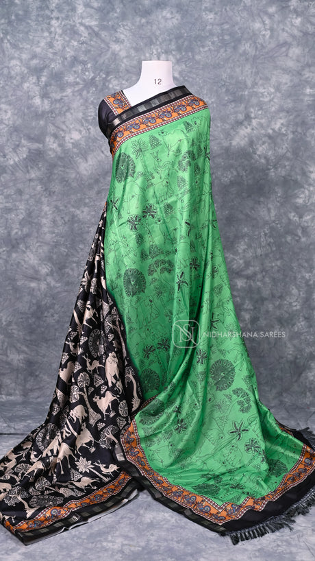Semi Tussar Silk Saree With Digital Print Concept