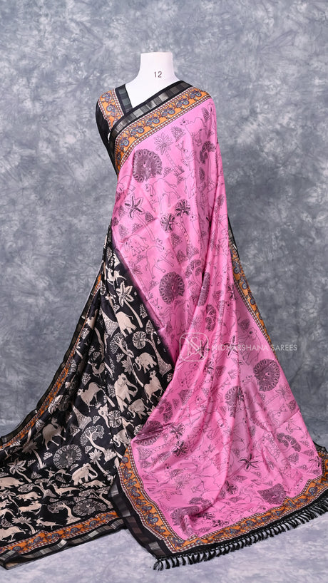 Semi Tussar Silk Saree With Digital Print Concept