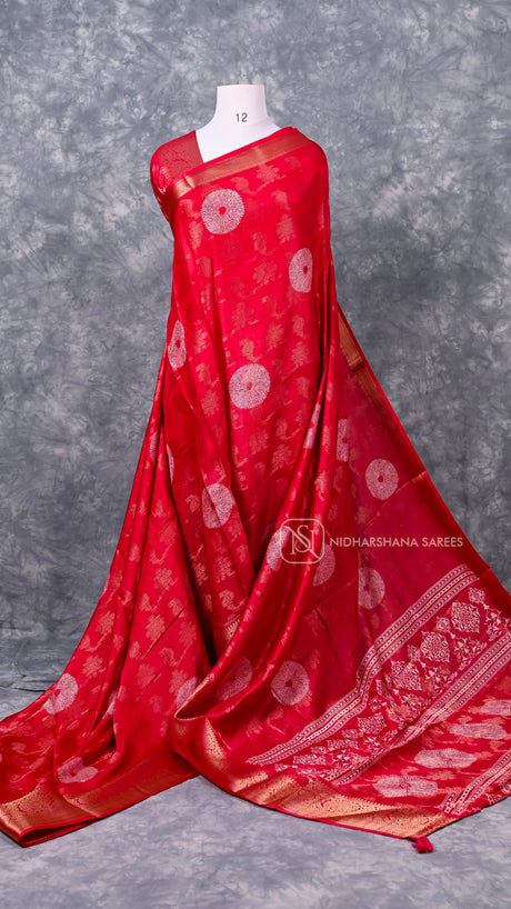 Semi Dola With Digital Print Butta And Emboss Concept