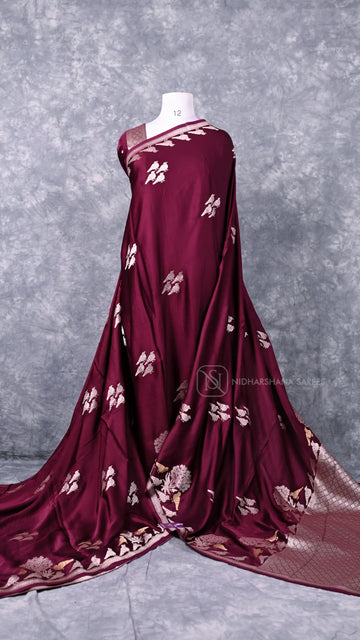 Mashru Satin With Silver Bird Weaving Concept