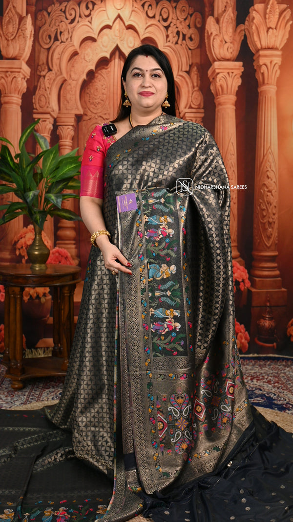 Brocade Silk Saree With Woven Concept And Zari Border