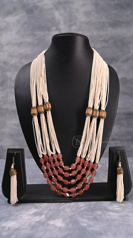Traditional Multi-Strand Pearl and Emerald Beaded Jewelry Set