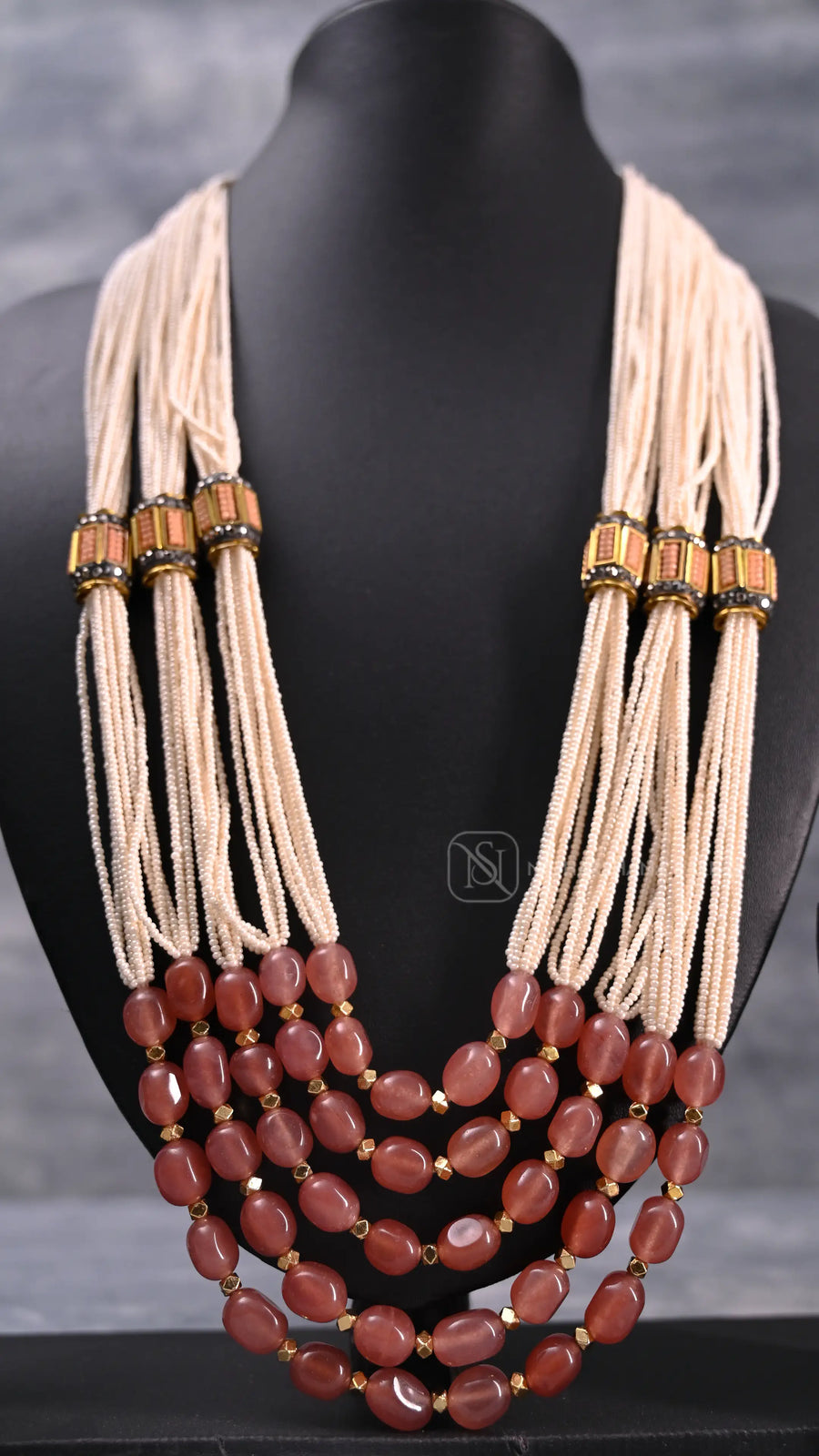 Traditional Multi-Strand Pearl and Emerald Beaded Jewelry Set