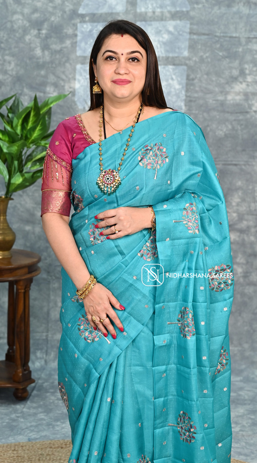 Semi Raw Silk With Floral Embroidery Concept'