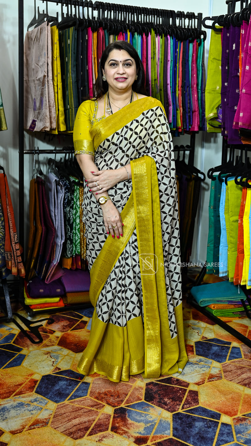 Semi Georgette With Zari Border