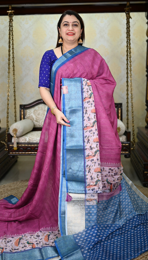 Semi Chanderi With Zari Lines