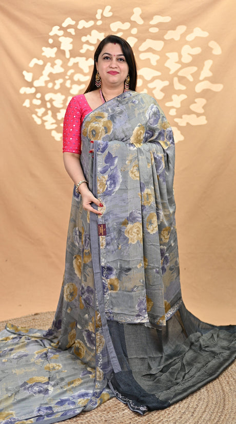 Georgette With Swaroski Stone