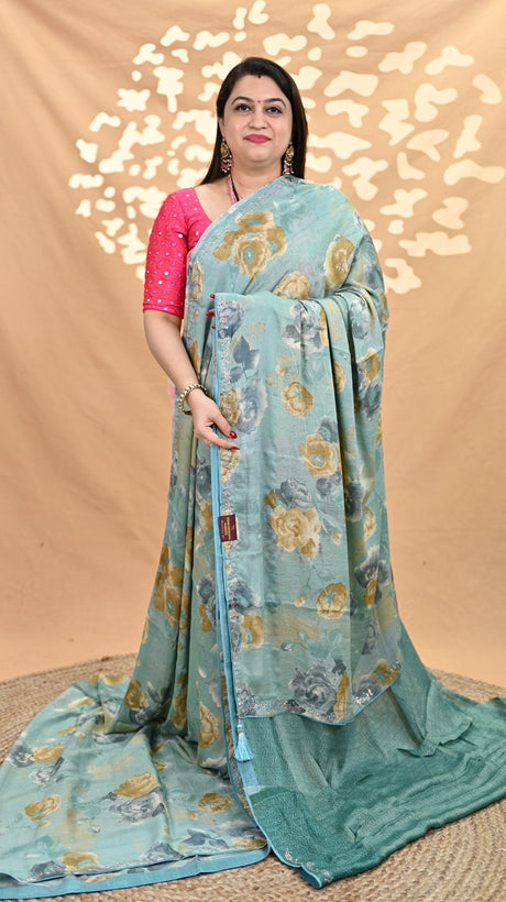 Georgette With Swaroski Stone
