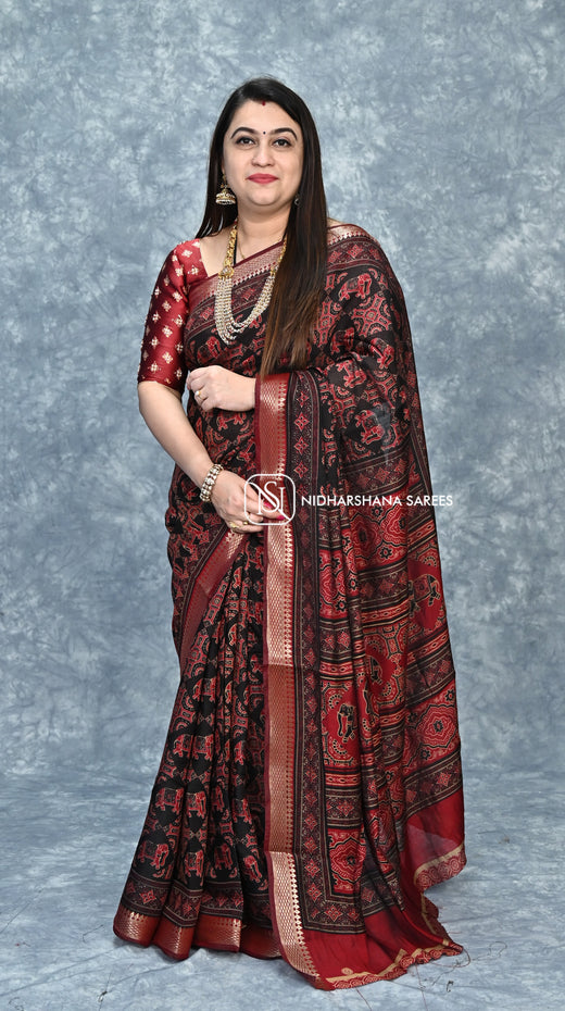 Semi Viscose Silk Saree With Hathi Pattern Concept