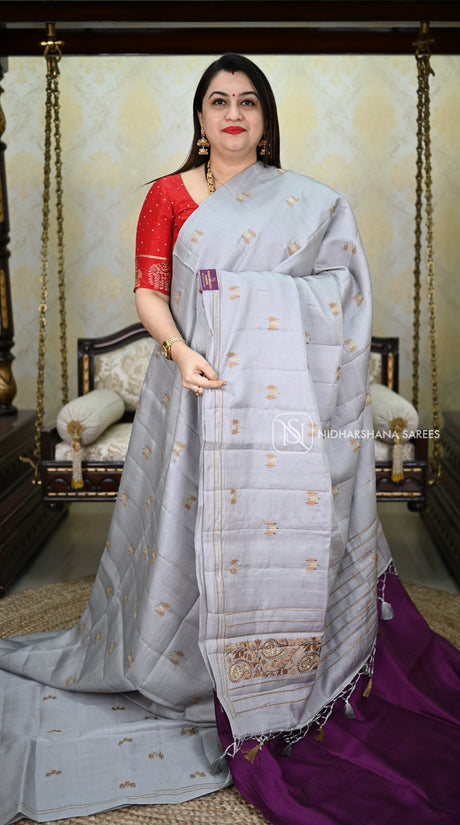 Raw Silk With Embroidery