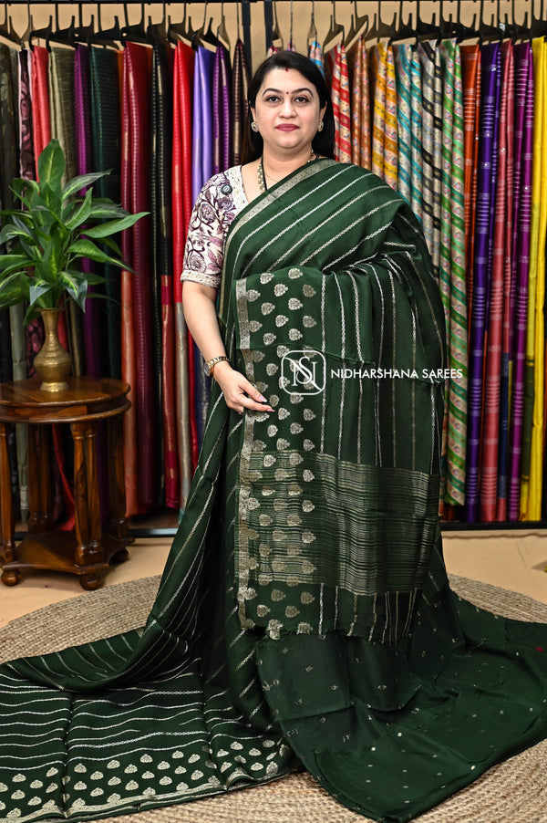 Premium Viscose With Zari Lines And Zari Butta Border