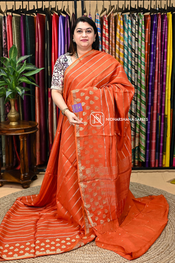 Premium Viscose With Zari Lines And Zari Butta Border
