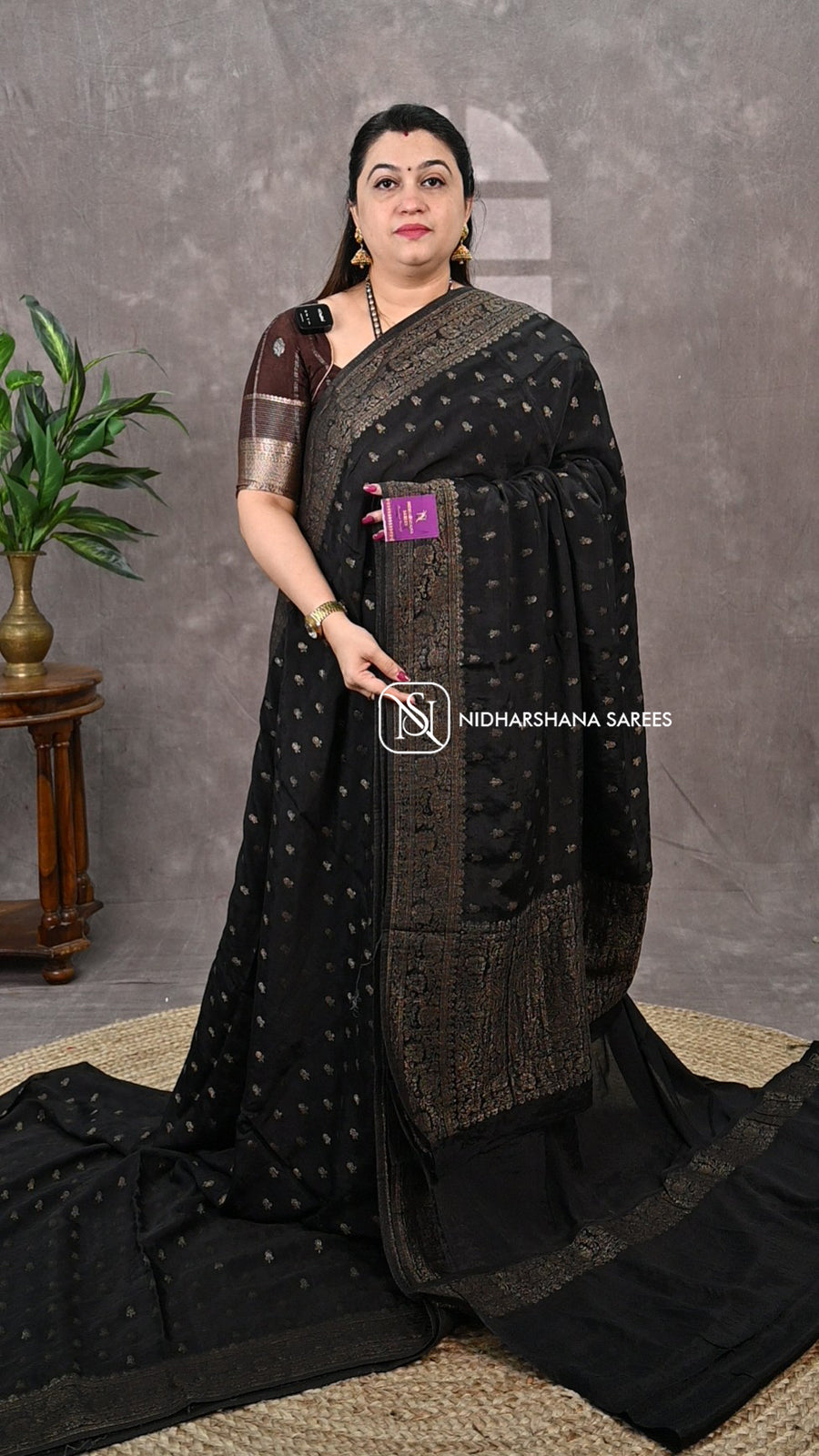 Premium Crepe Silk With Zari Butta And Zari Border