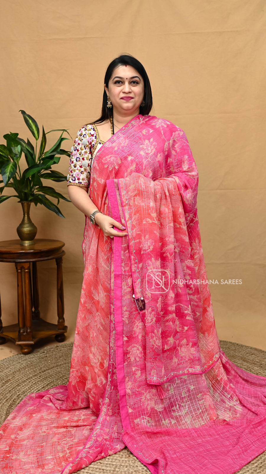 Semi Georgette With Swaroski Stone Work Concept