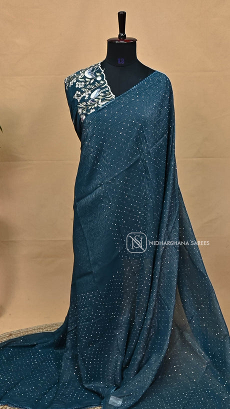 Crush Chiffon With Designer Blouse