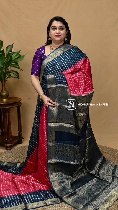 Warm Silk With Zari Butta And Contrast Zari Border
