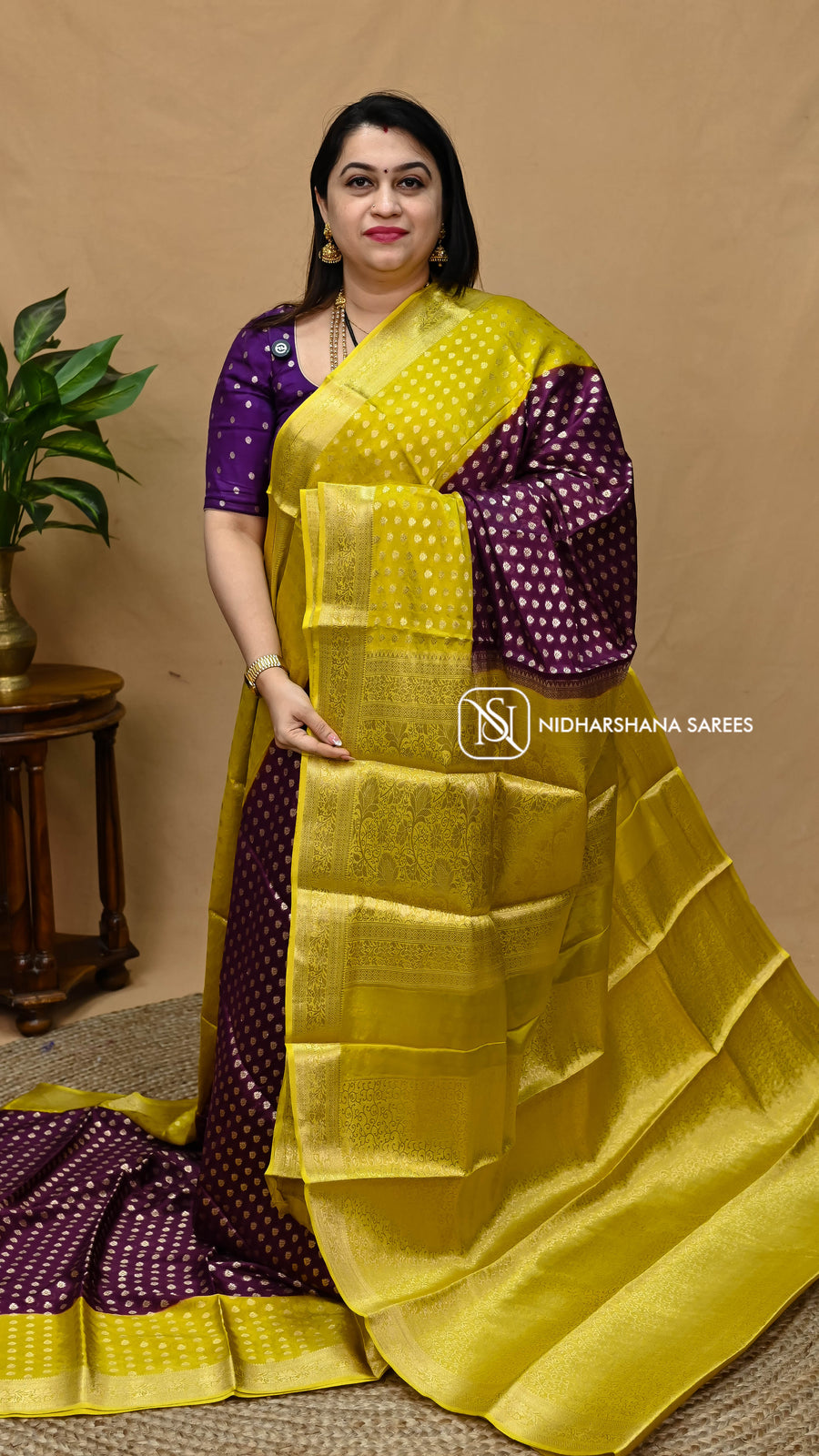 Warm Silk With Zari Butta And Contrast Zari Border