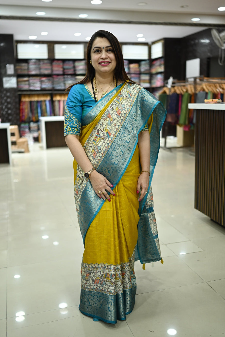 Semi Dola With Madhubani Prints