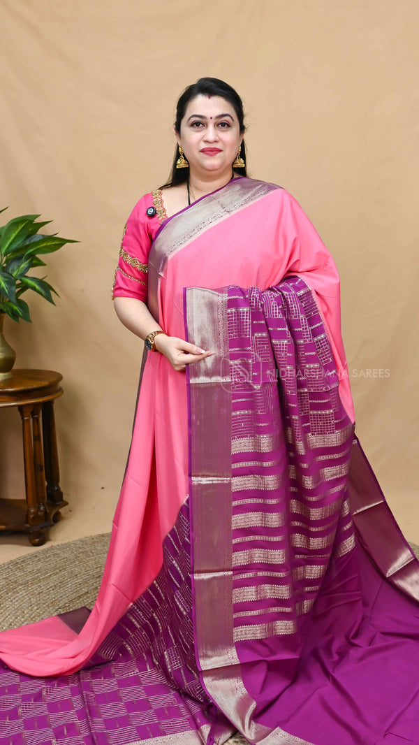 Semi Crepe Silk Saree With Contrast Border