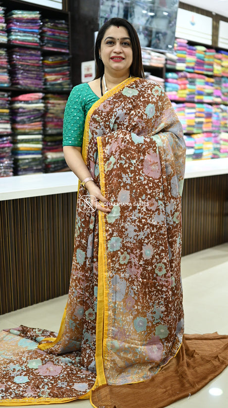 Georgette With Swaroski Stone Work